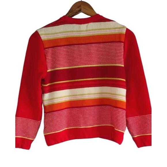 St John Sport Cardigan Marie Gray Women's Small Red Striped V-Neck Button Front - Picture 6 of 9